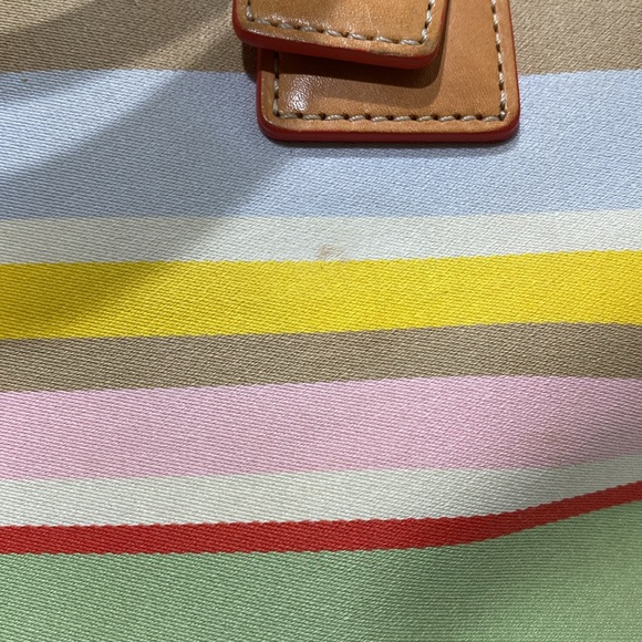 COACH (#4435) Multicolored Striped Fabric/ Tan Leather Shoulder/ Tote Bag - Picture 6 of 16
